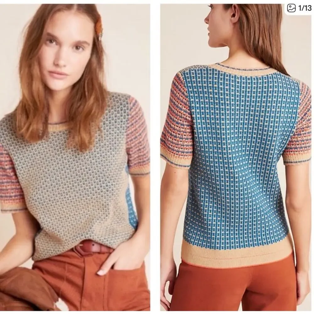 Anthropologie / Keaton Short Sleeve Sweater Tee  / sz S - Picture 2 of 3